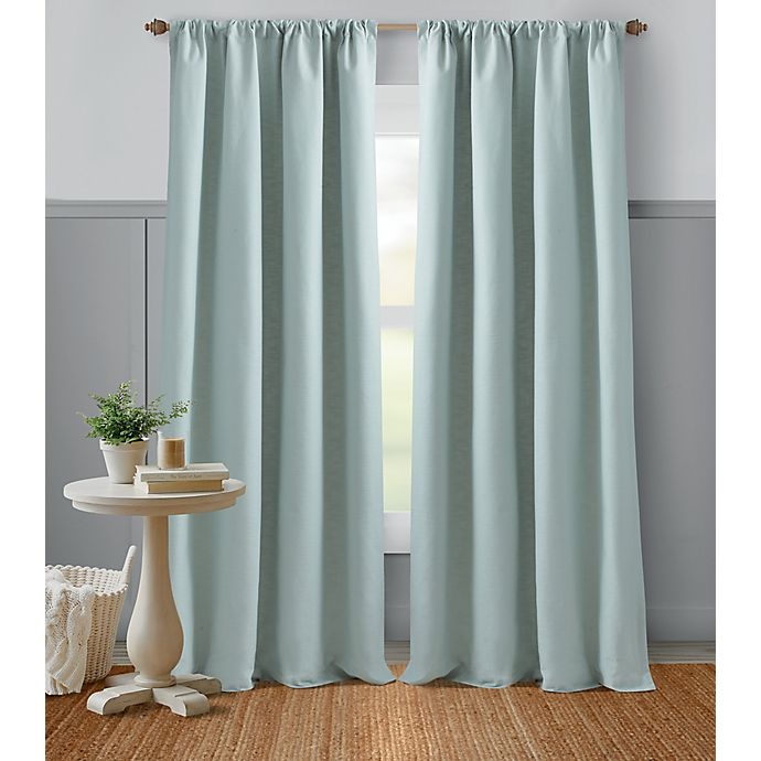 slide 3 of 5, Bee & Willow Home Textured Weave Rod Pocket Curtain Panel - Sky Grey, 63 in