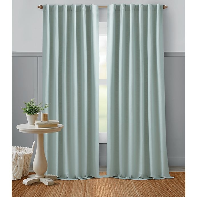 slide 1 of 5, Bee & Willow Home Textured Weave Rod Pocket Curtain Panel - Sky Grey, 63 in