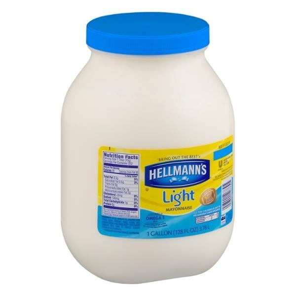 slide 1 of 1, Hellmann's Light Mayonnaise, 128 fl oz