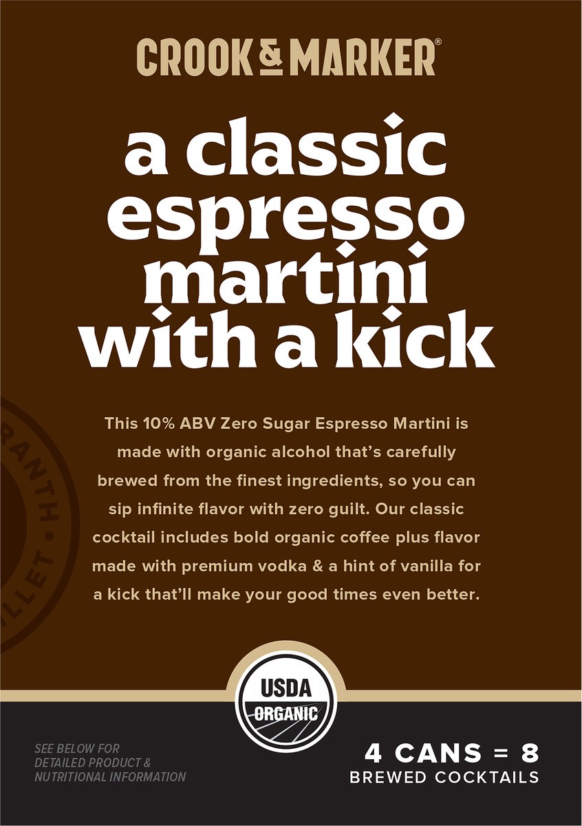 slide 6 of 8, Crook & Marker Espresso Martini  4 - 11.5 fl oz cans, 11.5 oz