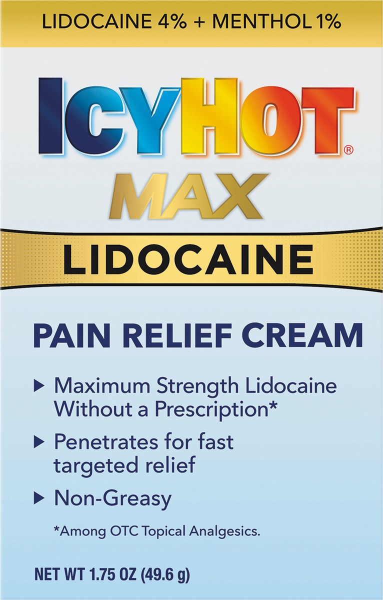 slide 4 of 7, Icy Hot Max Lidocaine Pain Relief Cream 1.75 oz, 1.75 oz