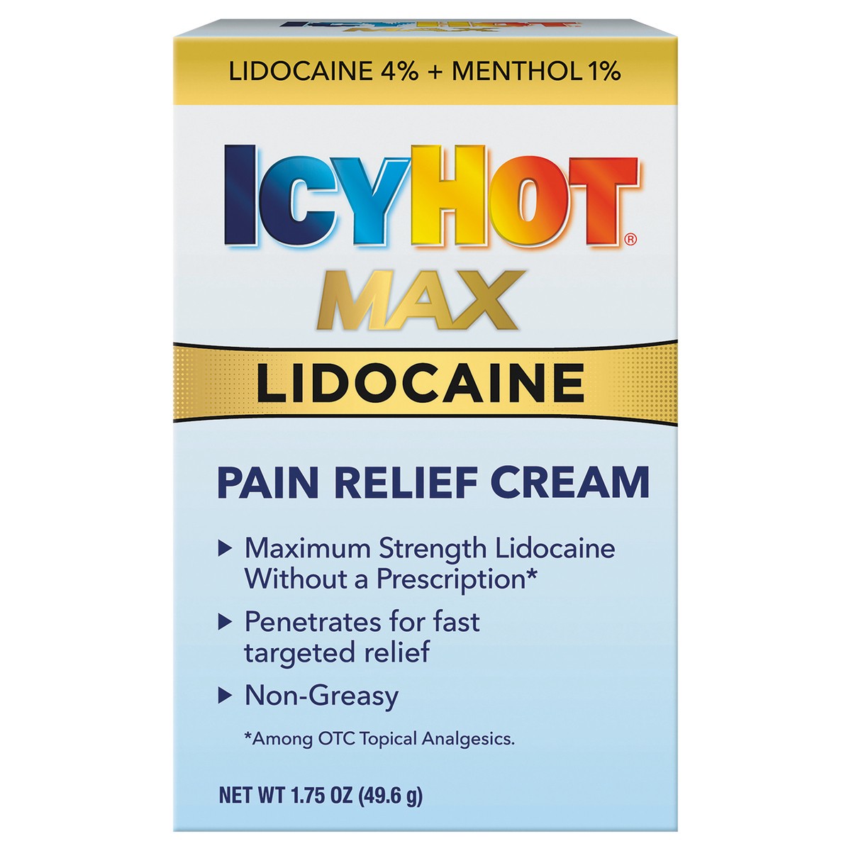 slide 1 of 7, Icy Hot Max Lidocaine Pain Relief Cream 1.75 oz, 1.75 oz