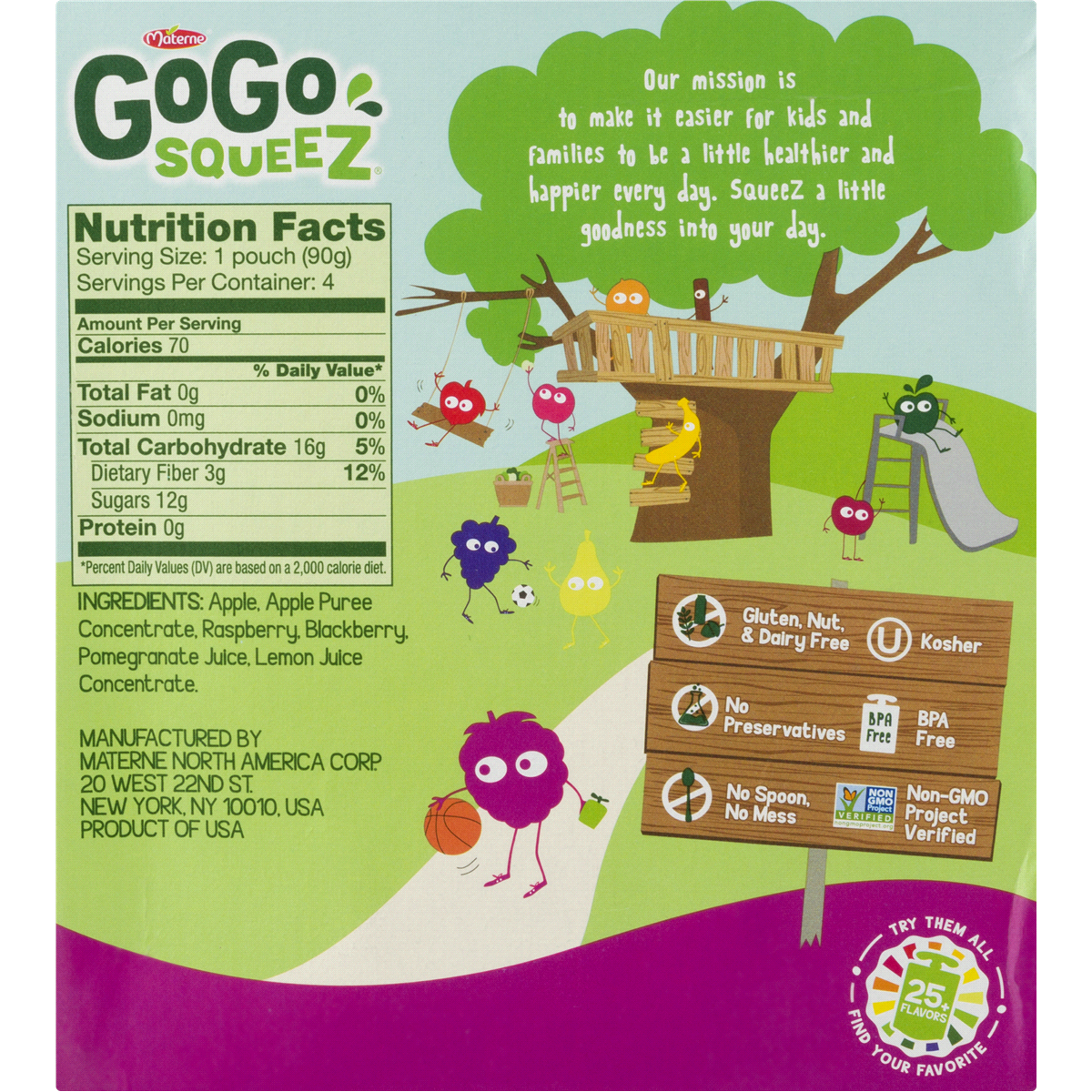 slide 2 of 6, GoGo squeeZ Applesauce On The Go Apple Berry Pouches, 4 ct; 3.2 oz