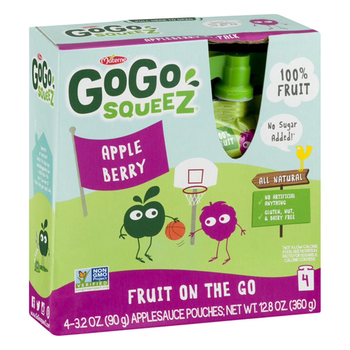 slide 4 of 6, GoGo squeeZ Applesauce On The Go Apple Berry Pouches, 4 ct; 3.2 oz