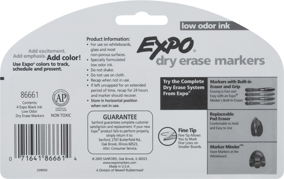 slide 3 of 9, Expo Low Odor Ink Dry Erase Markers 4 ea, 4 ct