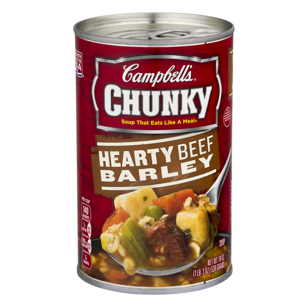 slide 1 of 2, Campbell's Chunky Hearty Beef Barley Soup, 19 oz