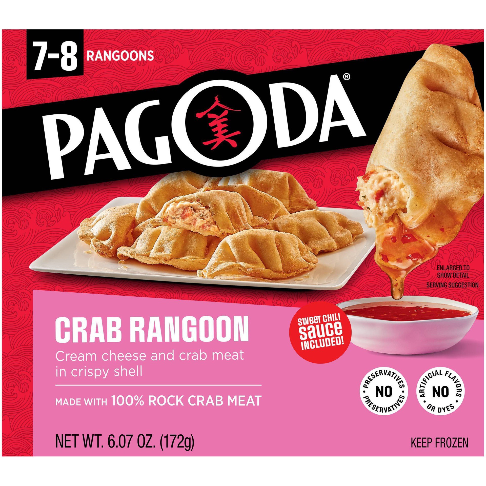 slide 1 of 5, Pagoda Express Pagoda Frozen Crab Ragoon, 6.07 oz
