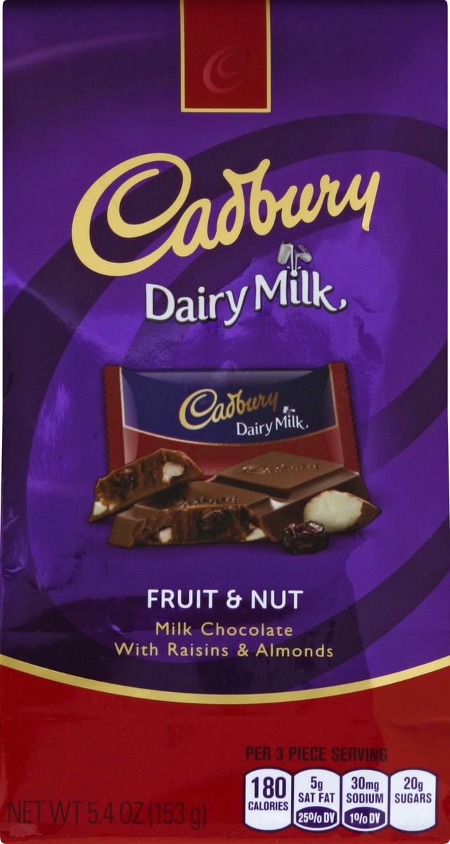 slide 4 of 4, Cadbury Milk Chocolate, Fruit & Nut, 5.4 oz