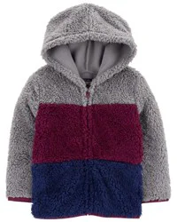 Oshkosh Baby Colorblock Fleece Knit Jacket - Red Multicolour 24M