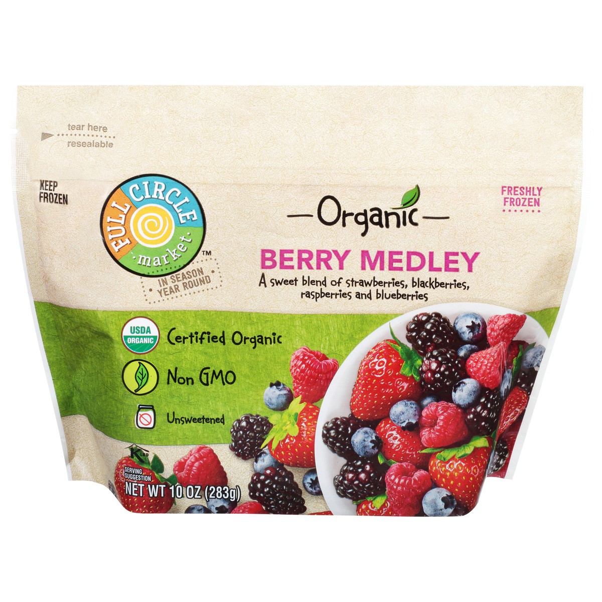 slide 1 of 9, Full Circle Market Organic Unsweetened Berry Medley 10 oz, 10 oz