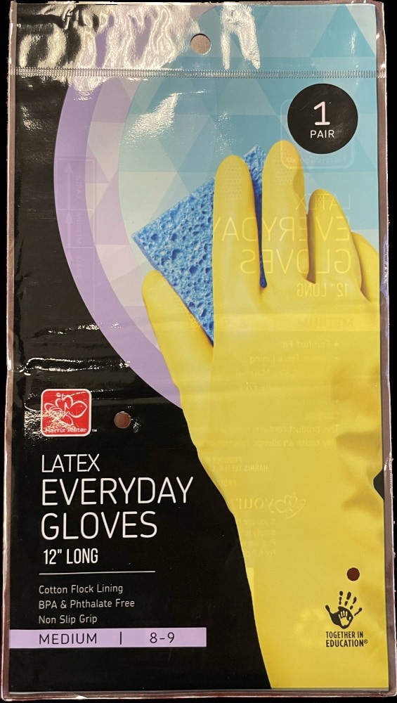 slide 1 of 9, Harris Teeter Latex Gloves Medium, 1 ct