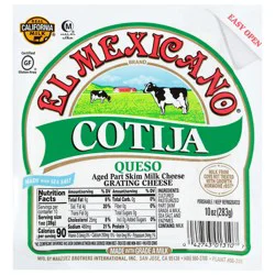 El Mexicano Part Skim Cotija Queso Grating Cheese 10 oz