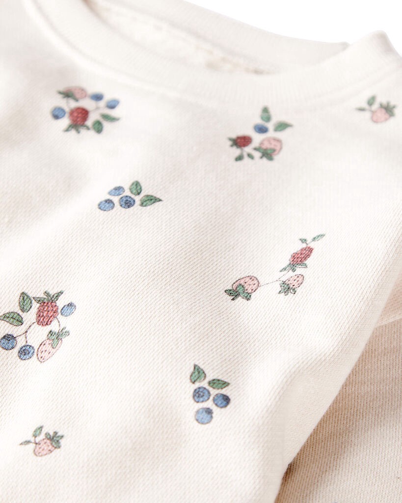 slide 2 of 3, Littleplanet Girls Organic Cotton French Terry Sweatshirt in Berry Blossom Print Berry Blossom 7, 1 ct