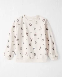 Littleplanet Girls Organic Cotton French Terry Sweatshirt in Berry Blossom Print Berry Blossom 7