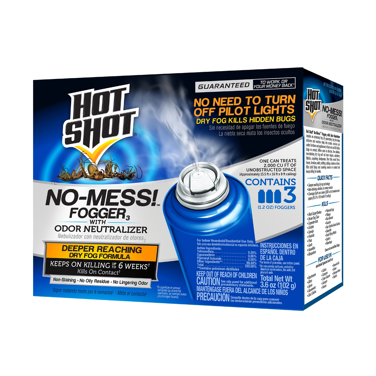 slide 1 of 1, Hot Shot No Mess Fogger Insect Killer, 3 ct; 3.6 oz