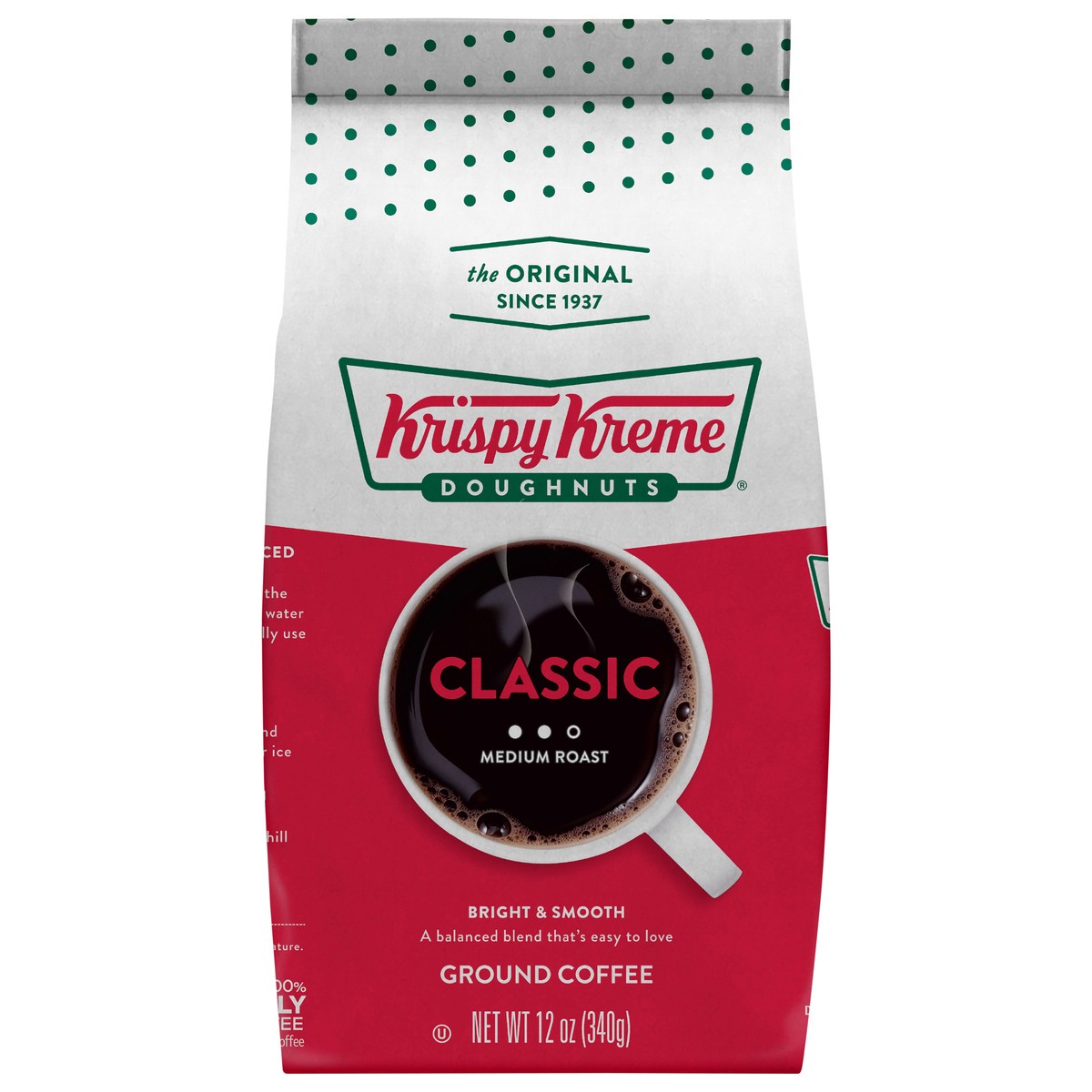 slide 1 of 1, Krispy Kreme Doughnuts, Classic, Ground Coffee, Medium Roast, Bagged - 12 oz, 12 oz