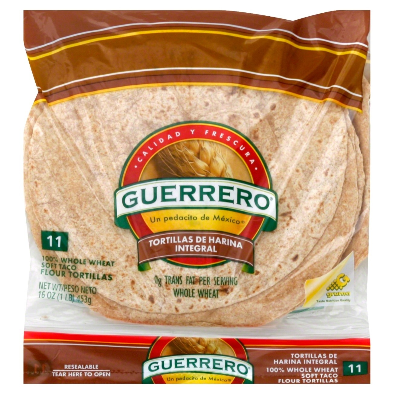 slide 1 of 3, Guerrero Whole Wheat Taco Flour Tortilla, 11 ct