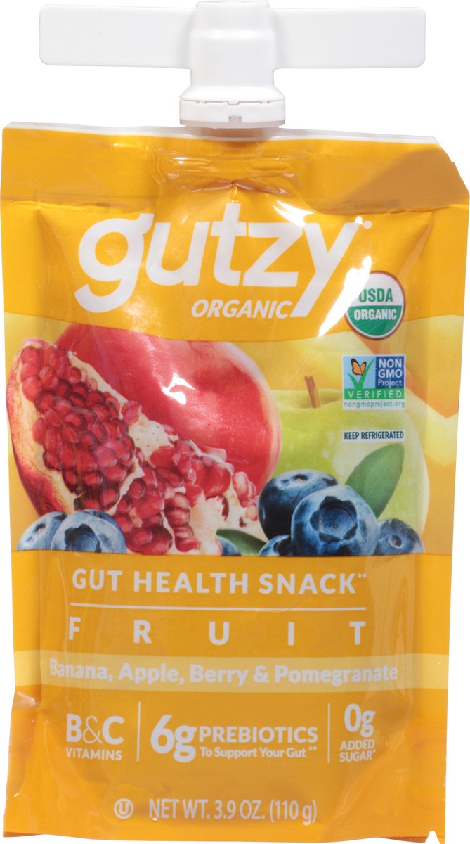 slide 10 of 12, Gutzy Organic Prebiotic Fiber Snack Banana, Apple, Berry and Pomegranate, 3.9 oz, 3.9 oz