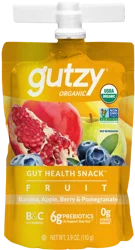 Gutzy Organic Banana Apple Berry Pomegranate Prebiotic Gut Health Snack 3.9 oz