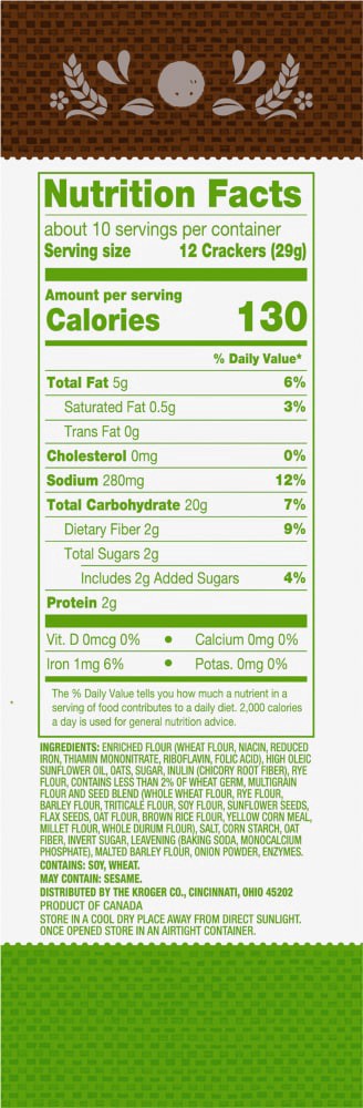 slide 2 of 3, Simple Truth Multigrain Crackers, 10 oz