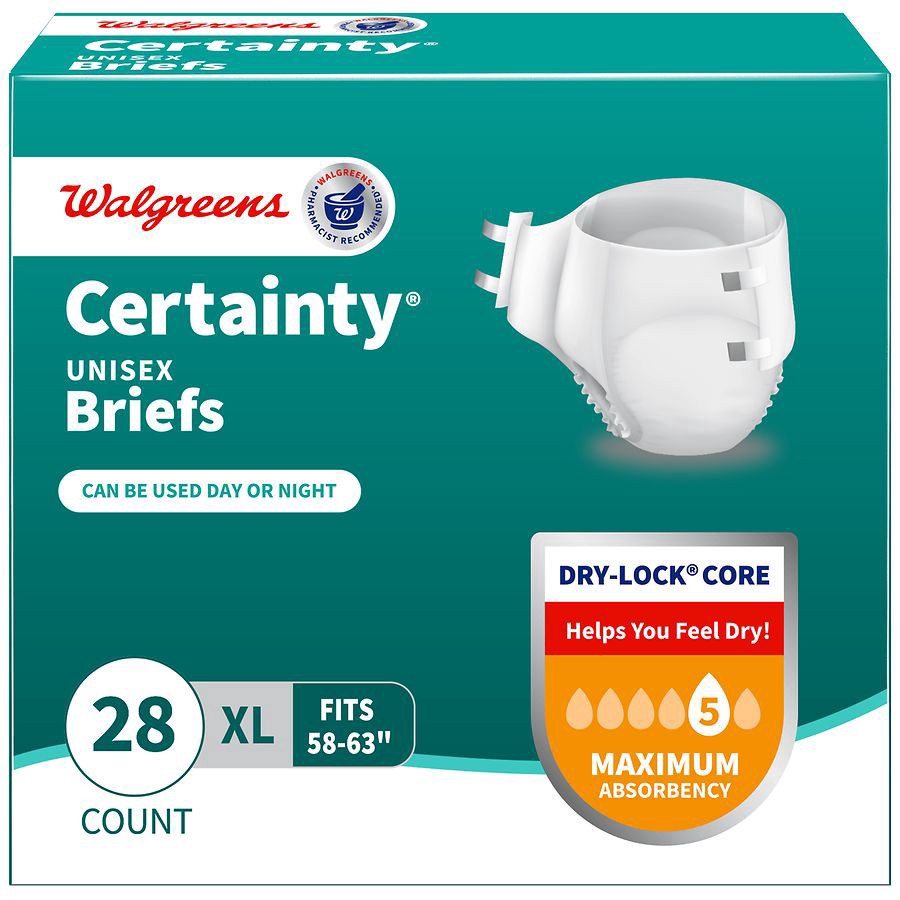 slide 1 of 5, Walgreens Certainty Maximum Absorbancy Size Xl Unisex Briefs, 28 ct