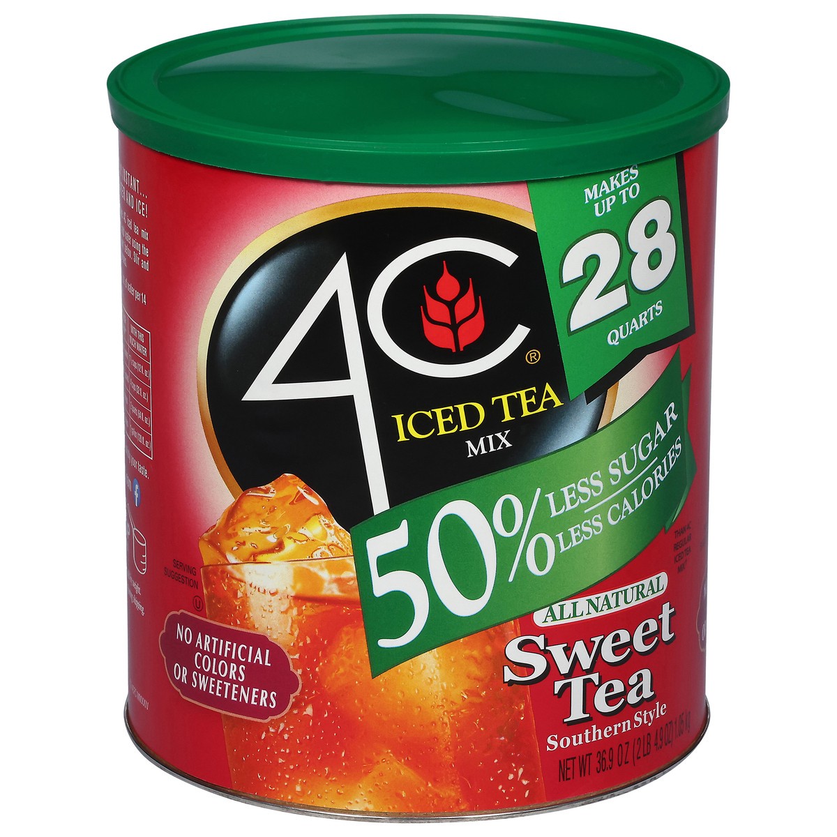 slide 1 of 1, 4C 50% Less Sugar Southern Style Sweet Tea Iced Tea Mix 36.9 oz, 36.9 oz