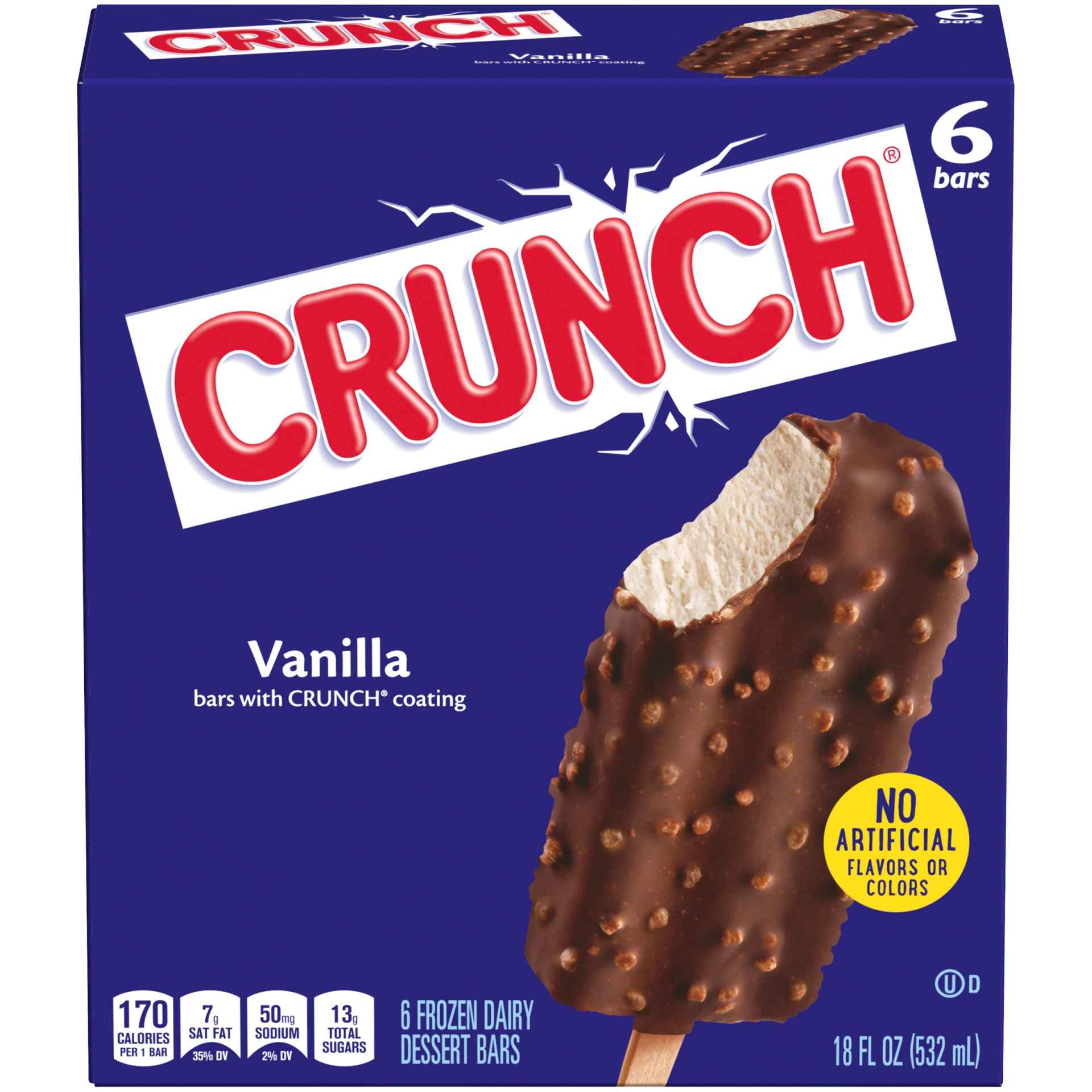 slide 1 of 7, Crunch Vanilla Frozen Dairy Dessert Bars, 6 ct