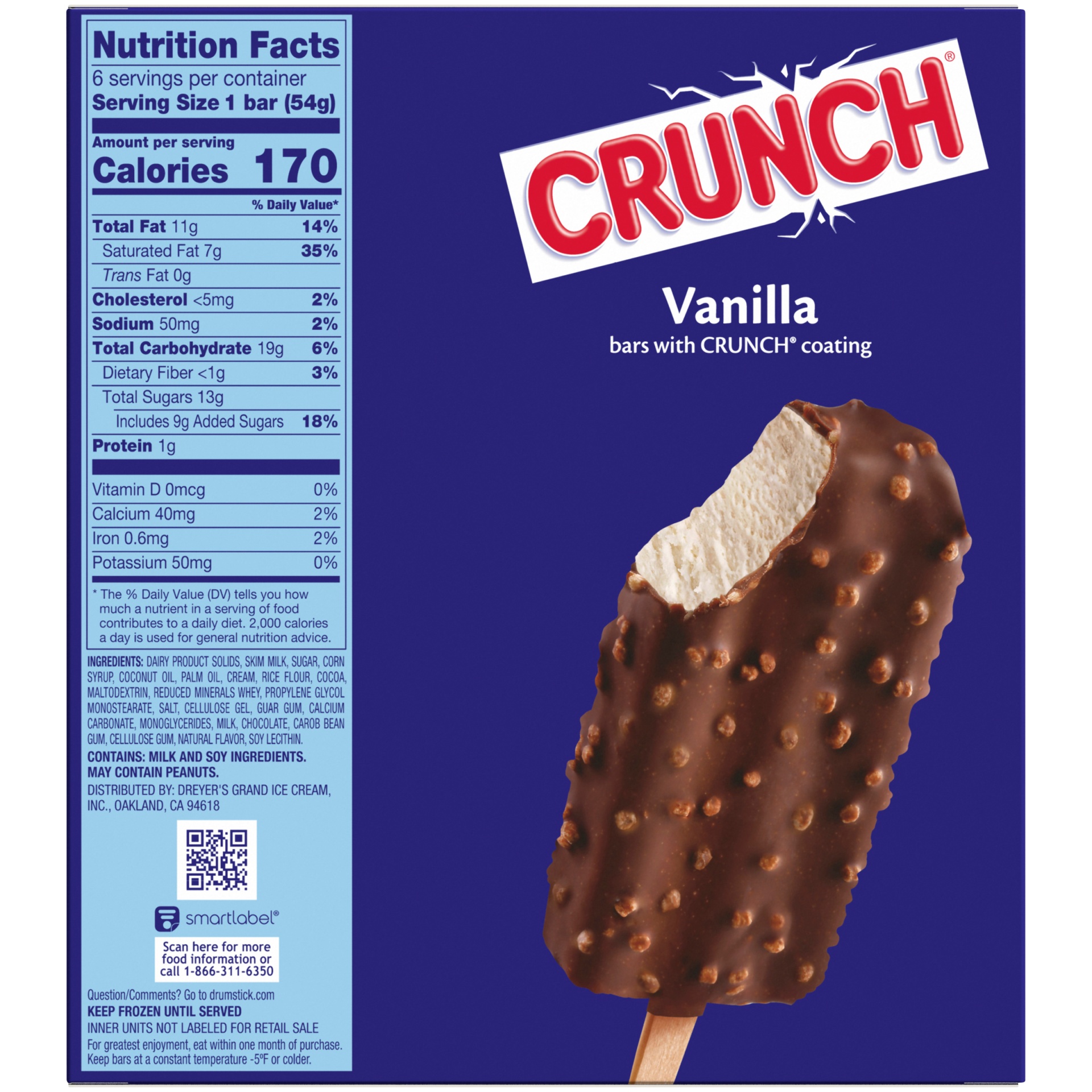 slide 5 of 7, Crunch Vanilla Frozen Dairy Dessert Bars, 6 ct