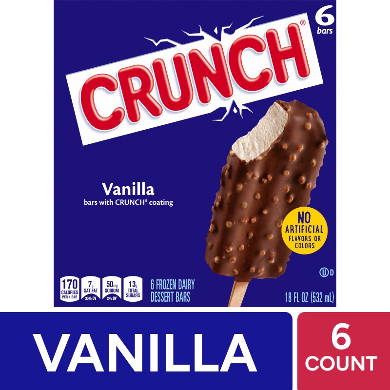 slide 5 of 5, Crunch Vanilla Frozen Dairy Dessert Bars 6 ea, 6 ct