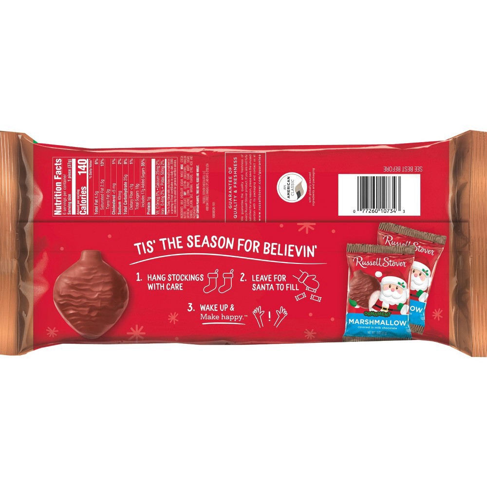 slide 2 of 3, RUSSELL STOVER Christmas Milk Chocolate Marshmallow Ornament 6 Pack, 7.8 oz., 6 ct