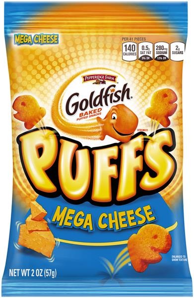 slide 1 of 1, Goldfish Xtreme Puffs Mega Cheese Baked Puff Snacks, 2 oz