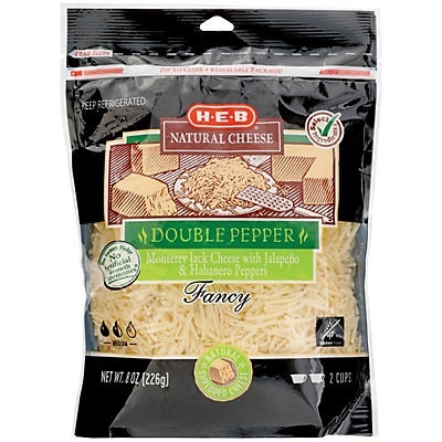 slide 1 of 1, H-E-B Select Ingredients Double Pepper Cubed Cheese, 8 oz