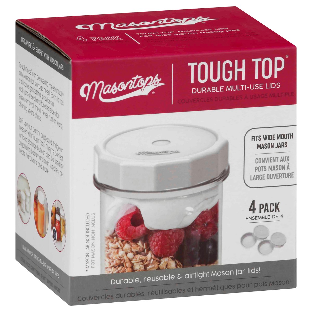 slide 7 of 9, Masontops Tough Top Durable Multi-Use Lids 4 ea, 4 ct