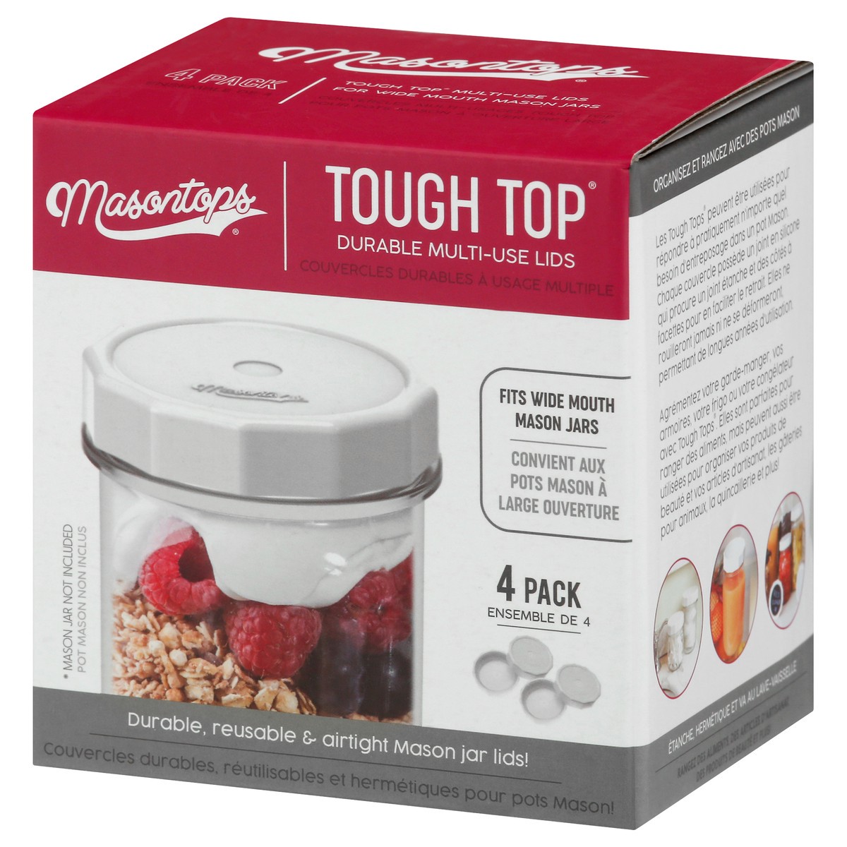 slide 6 of 9, Masontops Tough Top Durable Multi-Use Lids 4 ea, 4 ct