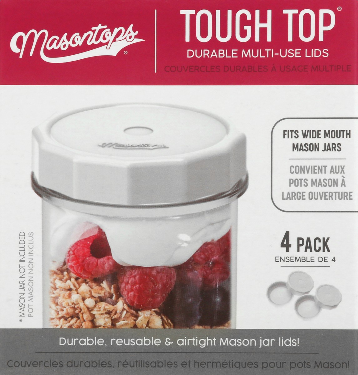 slide 8 of 9, Masontops Tough Top Durable Multi-Use Lids 4 ea, 4 ct