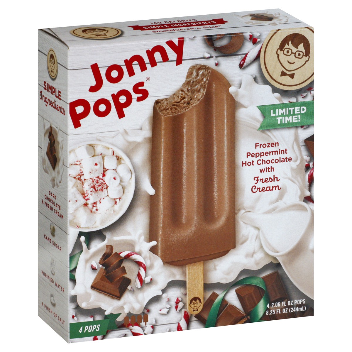 slide 4 of 10, Jonny Pops Frozen Peppermint Hot Chocolate Pops 4 ea, 4 ct