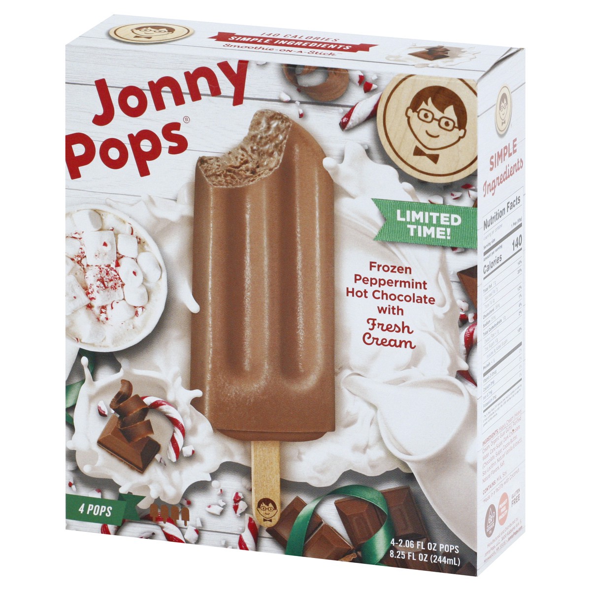 slide 2 of 10, Jonny Pops Frozen Peppermint Hot Chocolate Pops 4 ea, 4 ct