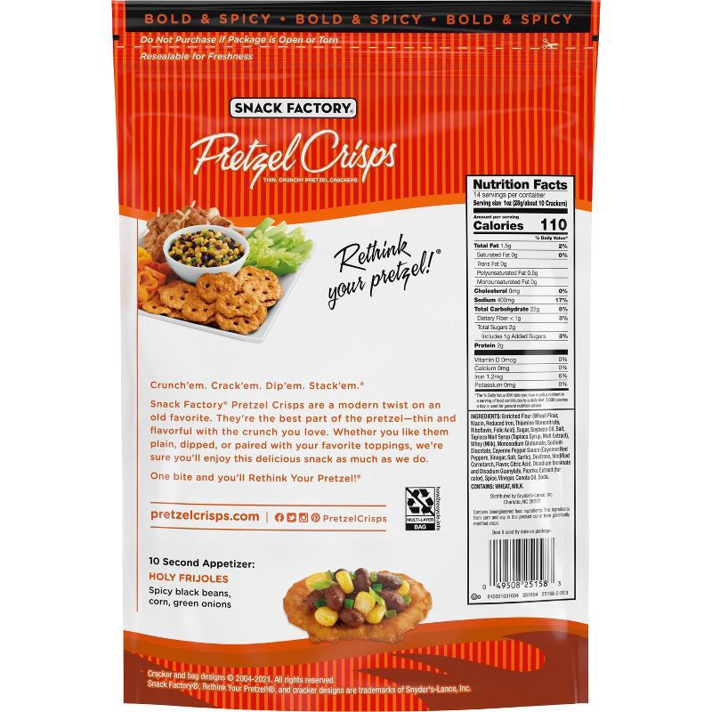 slide 5 of 6, Snack Factory Pretzel Crisps, Buffalo Wing, Party Size, 14 oz