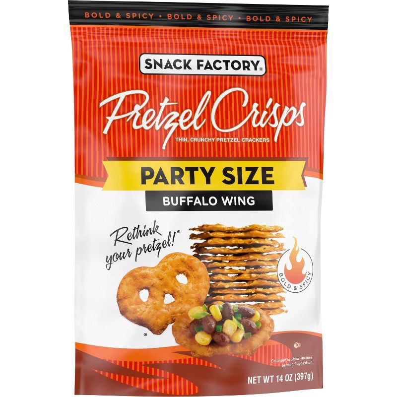 slide 4 of 6, Snack Factory Pretzel Crisps, Buffalo Wing, Party Size, 14 oz