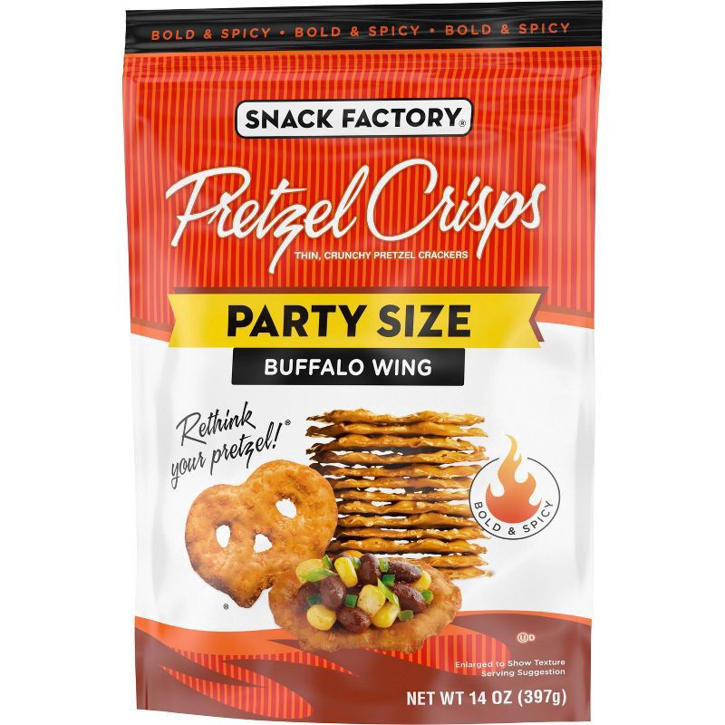 slide 3 of 6, Snack Factory Pretzel Crisps, Buffalo Wing, Party Size, 14 oz