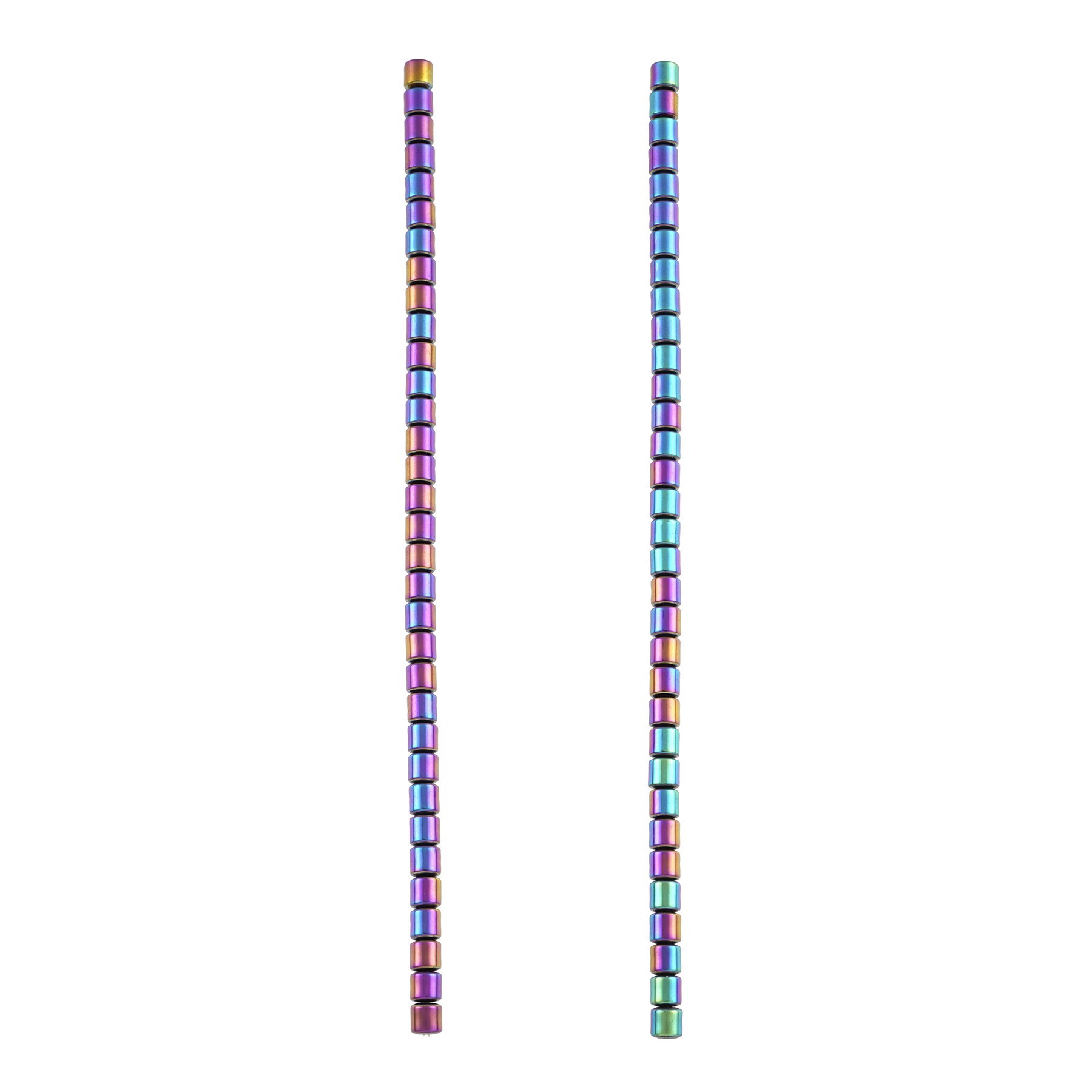 slide 2 of 3, Rainbow Reconstituted Hematite Tube Beads, 4mm By Bead Landing, 4 mm