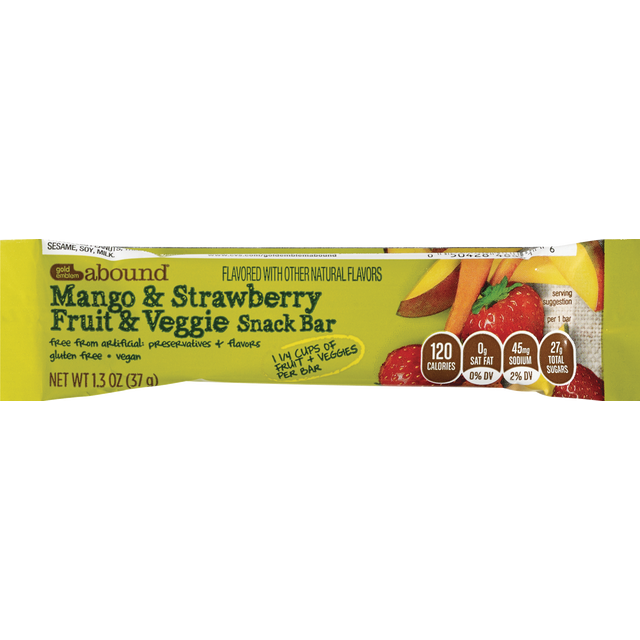 slide 1 of 1, GE ABOUND Gold Emblem Abound Fruit&Veg Snack Bars Mango&Strbry Indiv, 1 ct