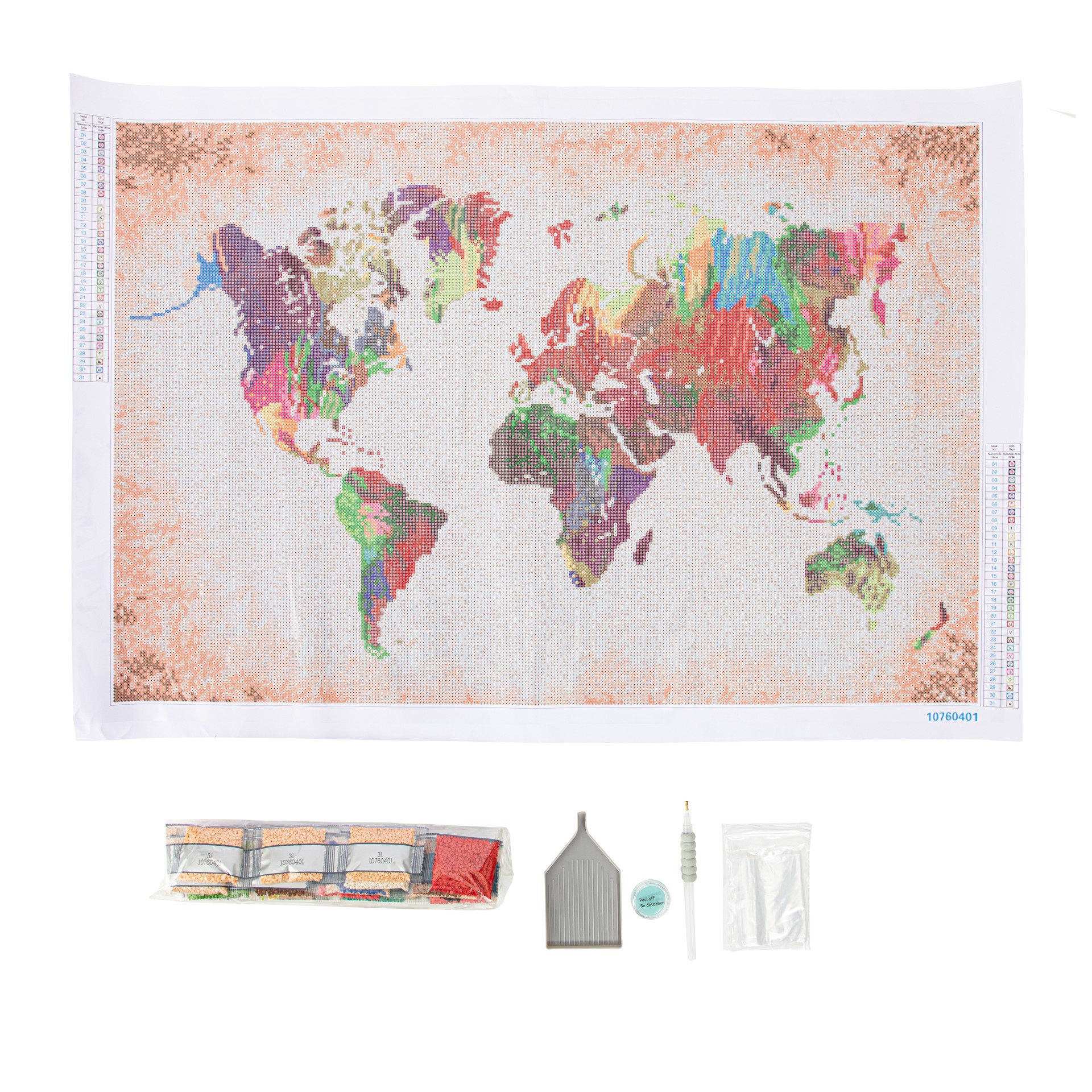 slide 4 of 5, Rainbow World Map Diamond Art Kit By Make Market, 20 in x 30 in