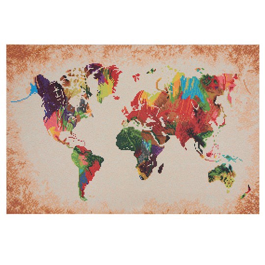 slide 1 of 5, Rainbow World Map Diamond Art Kit By Make Market, 20 in x 30 in