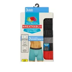 Fruit of the Loom Men's Breathable Lightweight Micro-Mesh Boxer Briefs, Large