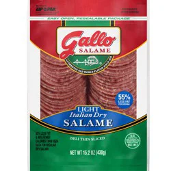 Gallo Salame Deli Thin Sliced Light Italian Dry Salame, 15.2 oz.