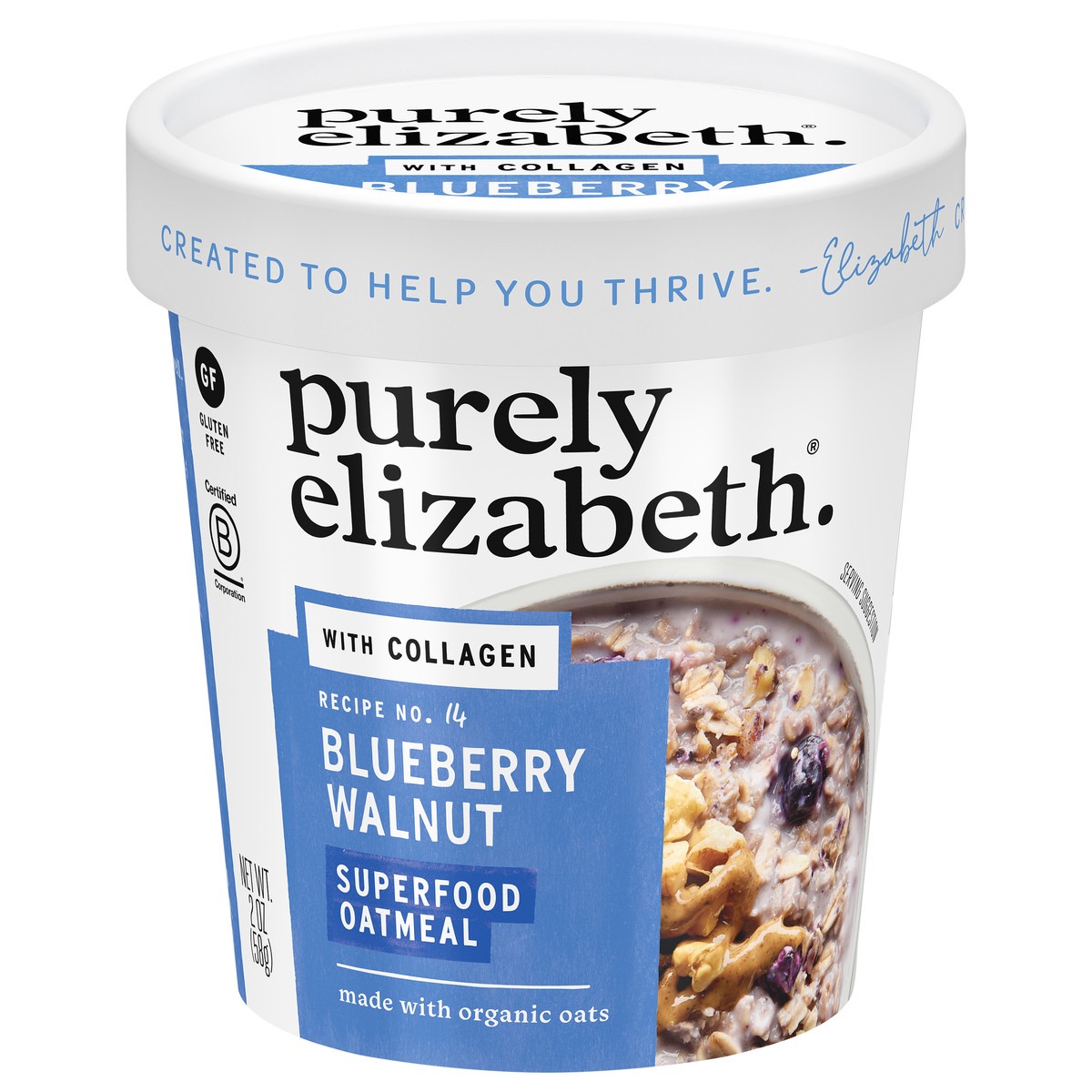 slide 12 of 13, Purely Elizabeth Blueberry Walnut Collagen Protein Oats 2 oz, 2 oz