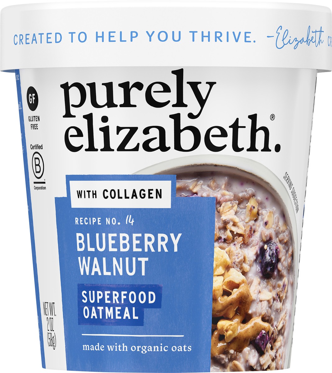 slide 9 of 13, Purely Elizabeth Blueberry Walnut Collagen Protein Oats 2 oz, 2 oz