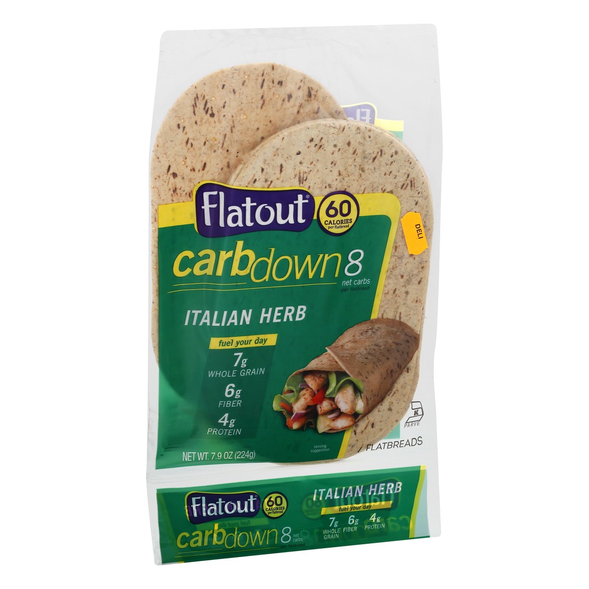 slide 2 of 9, Flatout Carbdown Italian Herb Wrap /, 7 ct; 7.9 oz