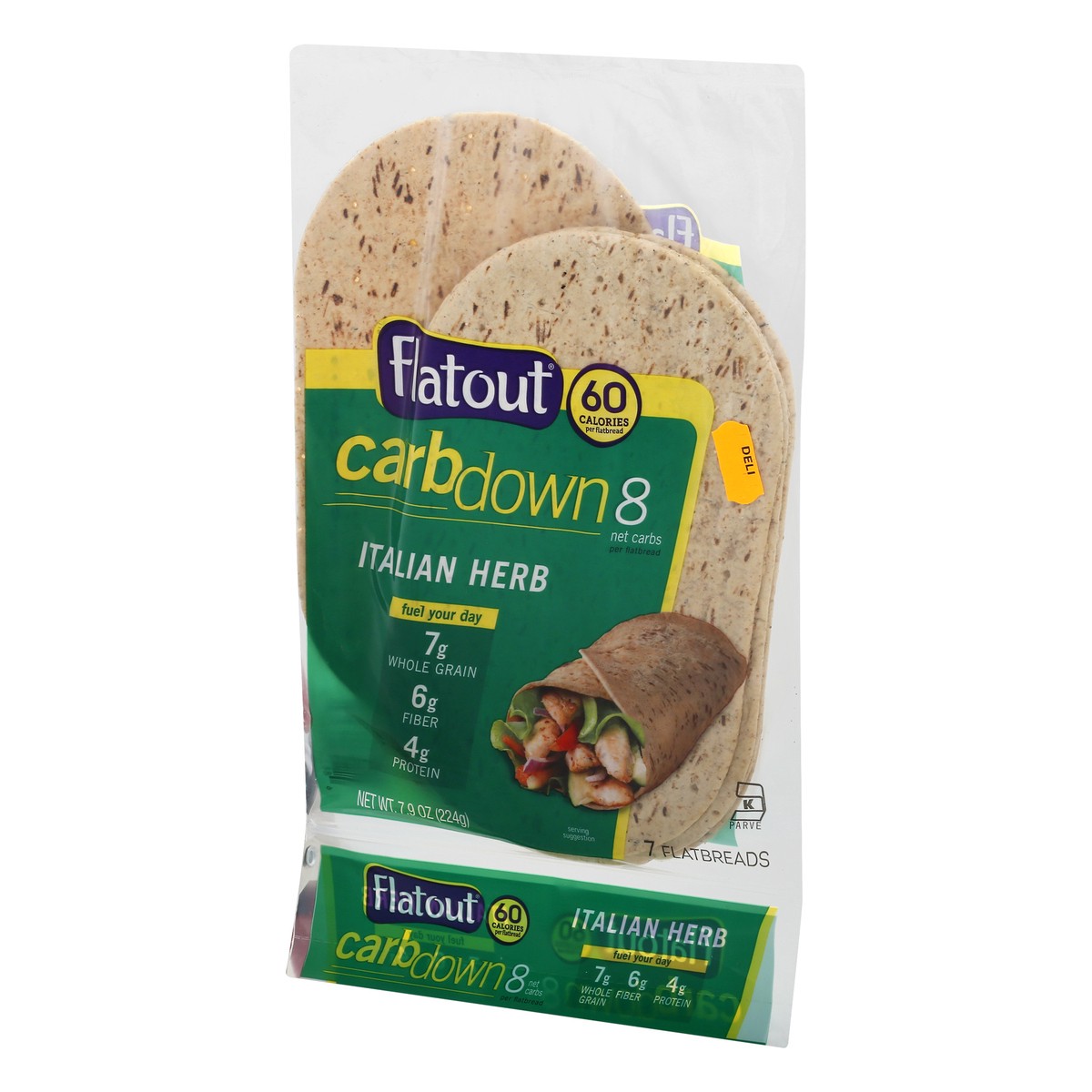 slide 3 of 9, Flatout Carbdown Italian Herb Wrap /, 7 ct; 7.9 oz